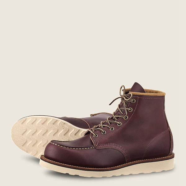 Red Wing Heritage Boots Burgundy - Red Wing Mens Classic Moc - 6-inch Mesa Leather - VHKXJ-0493